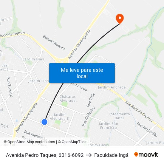 Avenida Pedro Taques, 6016-6092 to Faculdade Ingá map