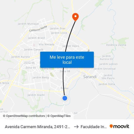 Avenida Carmem Miranda, 2491-2583 to Faculdade Ingá map