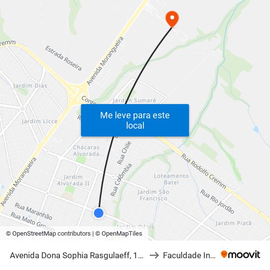 Avenida Dona Sophia Rasgulaeff, 1478 to Faculdade Ingá map