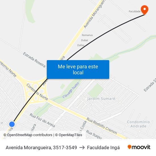 Avenida Morangueira, 3517-3549 to Faculdade Ingá map