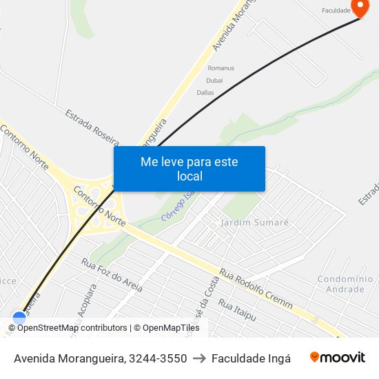 Avenida Morangueira, 3244-3550 to Faculdade Ingá map