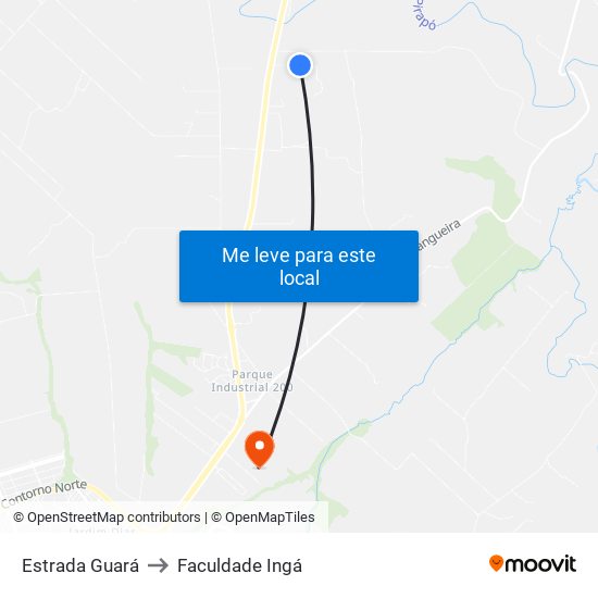 Estrada Guará to Faculdade Ingá map