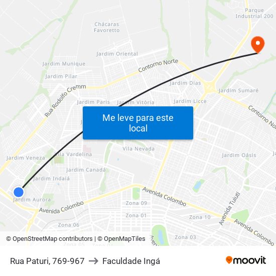 Rua Paturi, 769-967 to Faculdade Ingá map