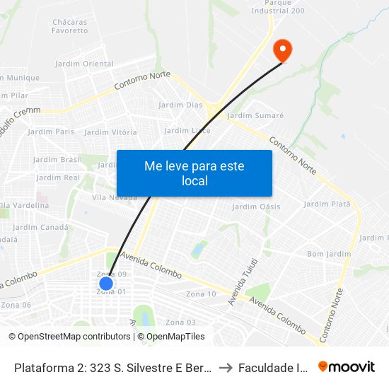 Plataforma 2: 323 S. Silvestre E Bertioga to Faculdade Ingá map