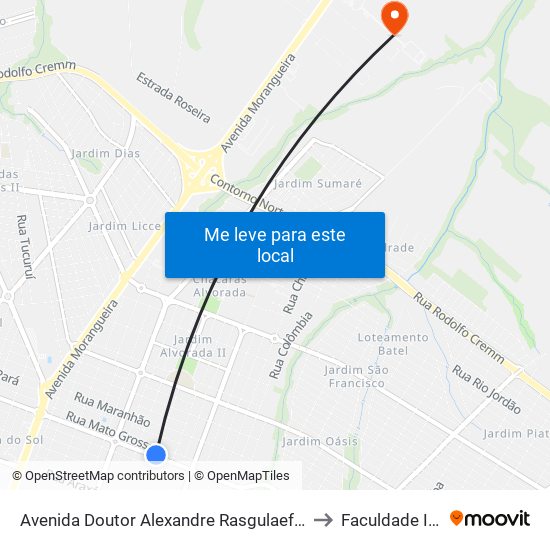 Avenida Doutor Alexandre Rasgulaeff, 1069 to Faculdade Ingá map