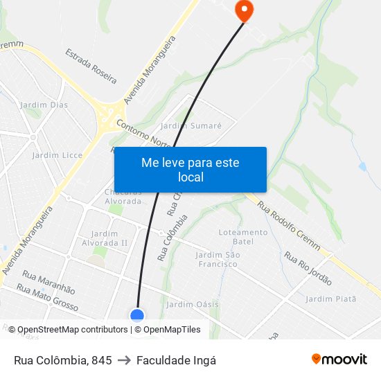 Rua Colômbia, 845 to Faculdade Ingá map