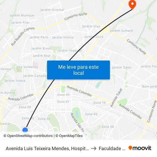 Avenida Luís Teixeira Mendes, Hospital Paraná to Faculdade Ingá map