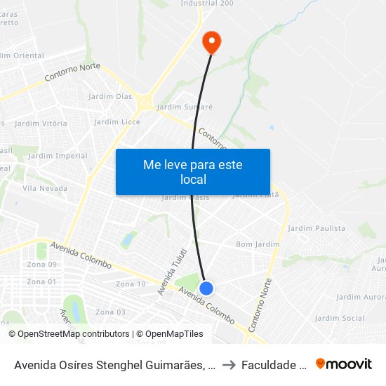 Avenida Osíres Stenghel Guimarães, 138-204 to Faculdade Ingá map