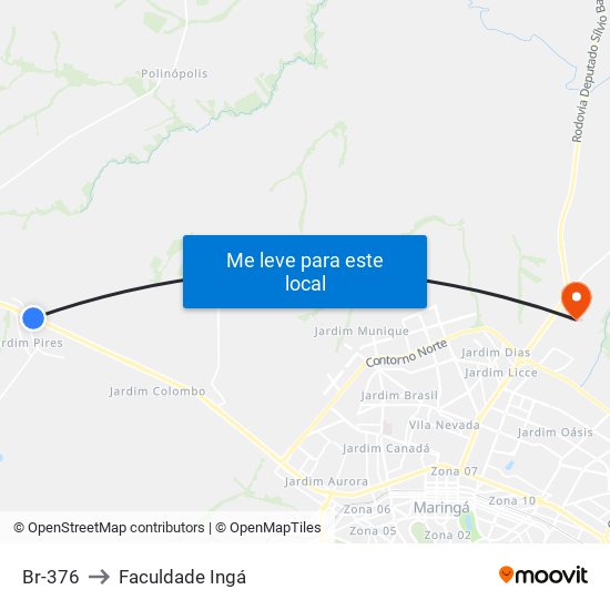 Br-376 to Faculdade Ingá map