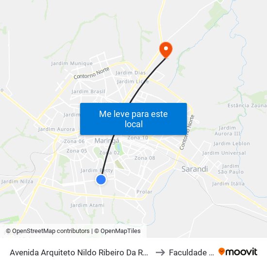 Avenida Arquiteto Nildo Ribeiro Da Rocha, 3539 to Faculdade Ingá map