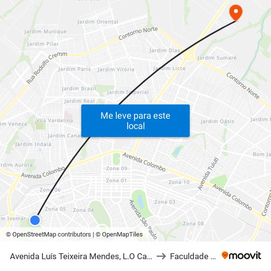 Avenida Luís Teixeira Mendes, L.O Calil Hadad to Faculdade Ingá map