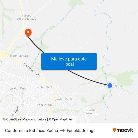 Condomínio Estância Zaúna to Faculdade Ingá map