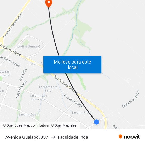 Avenida Guaiapó, 837 to Faculdade Ingá map