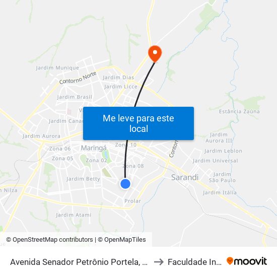 Avenida Senador Petrônio Portela, 453 to Faculdade Ingá map