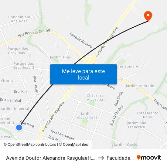 Avenida Doutor Alexandre Rasgulaeff, 3856-3998 to Faculdade Ingá map