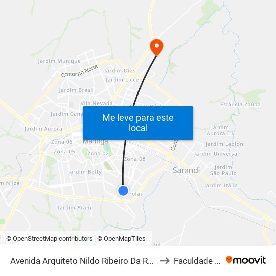 Avenida Arquiteto Nildo Ribeiro Da Rocha, 468 to Faculdade Ingá map