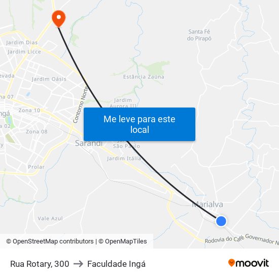 Rua Rotary, 300 to Faculdade Ingá map