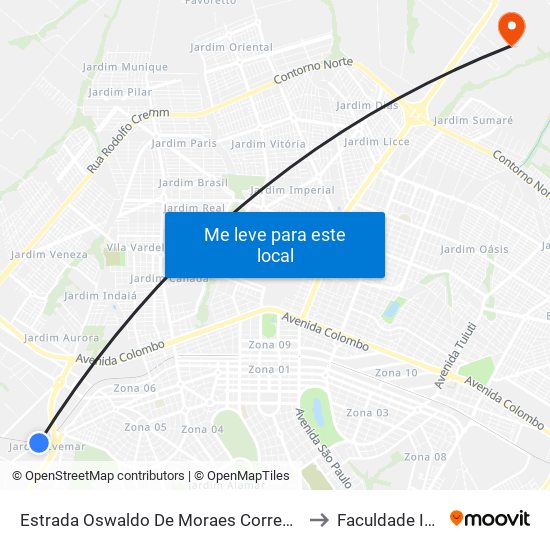 Estrada Oswaldo De Moraes Correa, 324 to Faculdade Ingá map