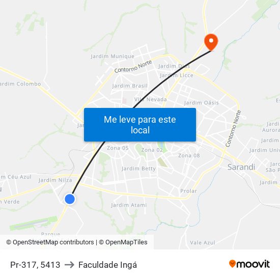 Pr-317, 5413 to Faculdade Ingá map