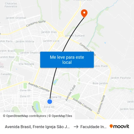 Avenida Brasil, Frente Igreja São José to Faculdade Ingá map
