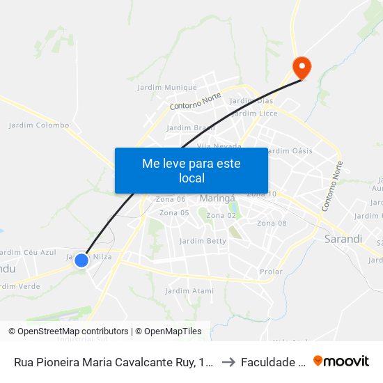 Rua Pioneira Maria Cavalcante Ruy, 1502-1528 to Faculdade Ingá map