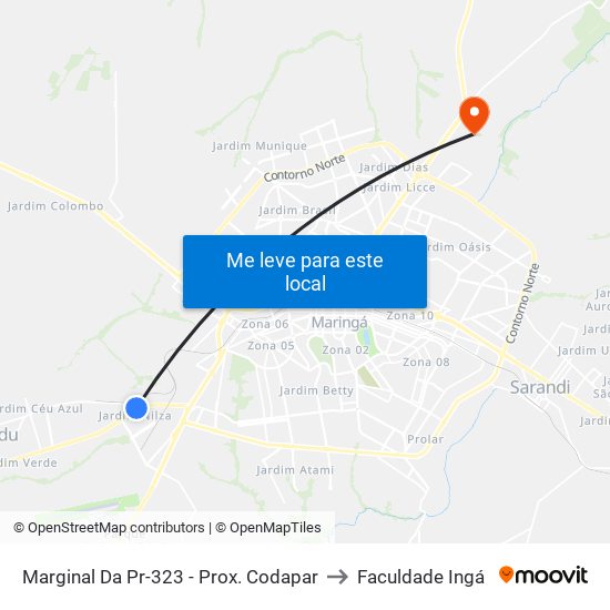 Marginal Da Pr-323 - Prox. Codapar to Faculdade Ingá map