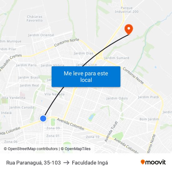 Rua Paranaguá, 35-103 to Faculdade Ingá map