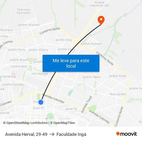 Avenida Herval, 29-49 to Faculdade Ingá map