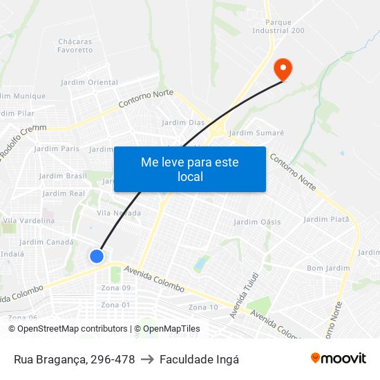 Rua Bragança, 296-478 to Faculdade Ingá map