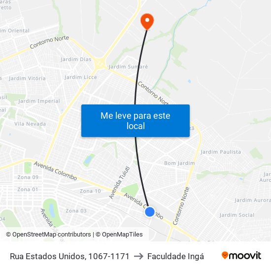 Rua Estados Unidos, 1067-1171 to Faculdade Ingá map