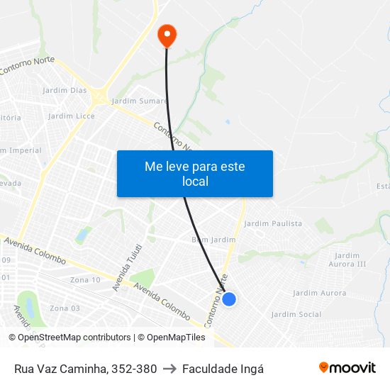 Rua Vaz Caminha, 352-380 to Faculdade Ingá map