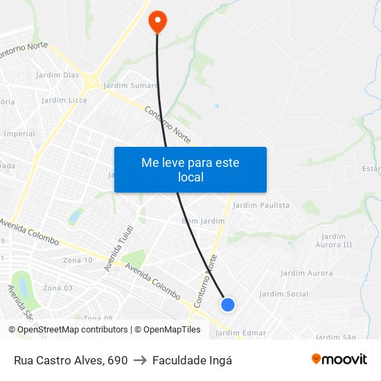 Rua Castro Alves, 690 to Faculdade Ingá map