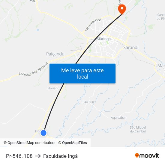 Pr-546, 108 to Faculdade Ingá map