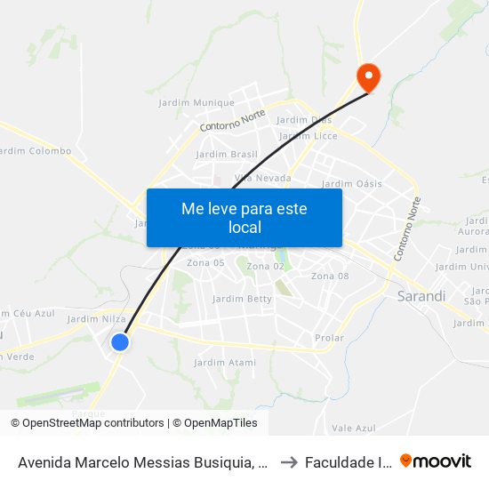 Avenida Marcelo Messias Busiquia, 458-580 to Faculdade Ingá map