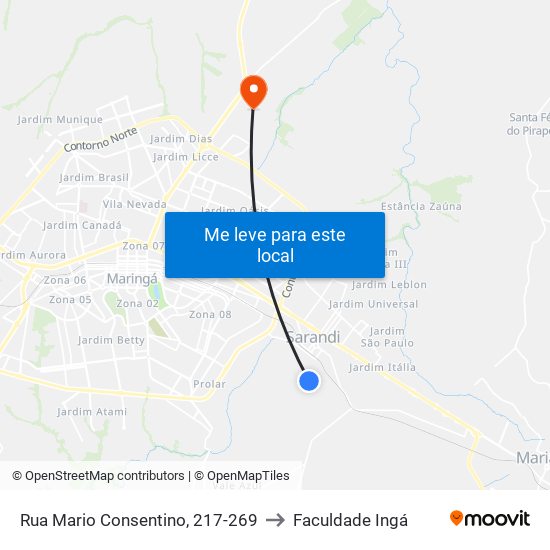 Rua Mario Consentino, 217-269 to Faculdade Ingá map