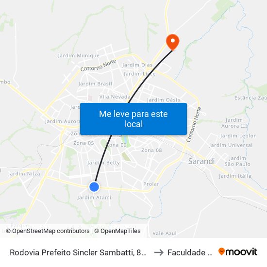 Rodovia Prefeito Sincler Sambatti, 8023-8099 to Faculdade Ingá map