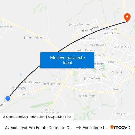 Avenida Ivaí, Em Frente Depósito Canção to Faculdade Ingá map