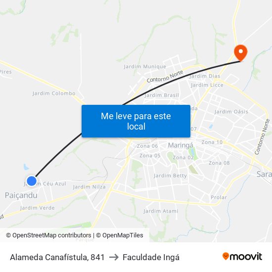 Alameda Canafístula, 841 to Faculdade Ingá map