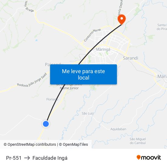 Pr-551 to Faculdade Ingá map