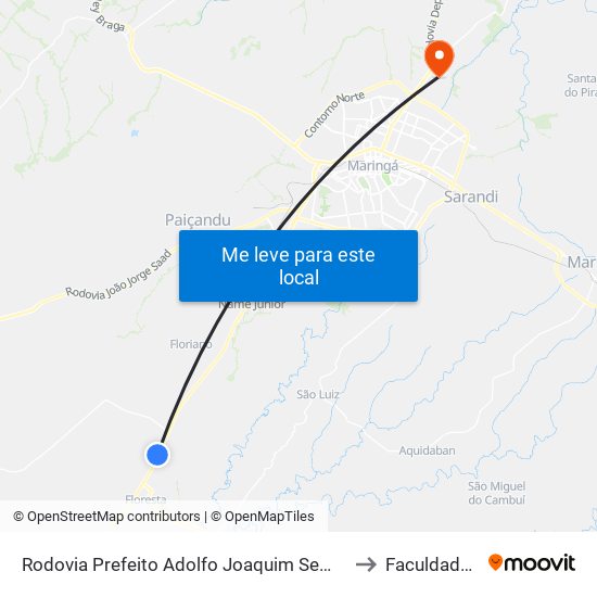 Rodovia Prefeito Adolfo Joaquim Semprebom, 1800 to Faculdade Ingá map