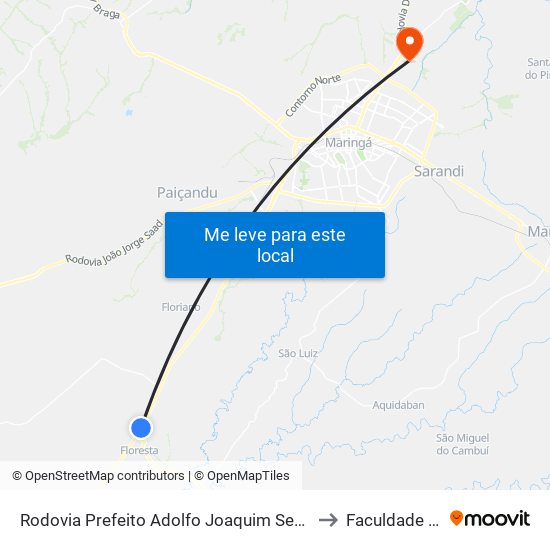 Rodovia Prefeito Adolfo Joaquim Semprebom to Faculdade Ingá map