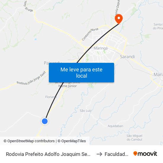 Rodovia Prefeito Adolfo Joaquim Semprebom, 960 to Faculdade Ingá map