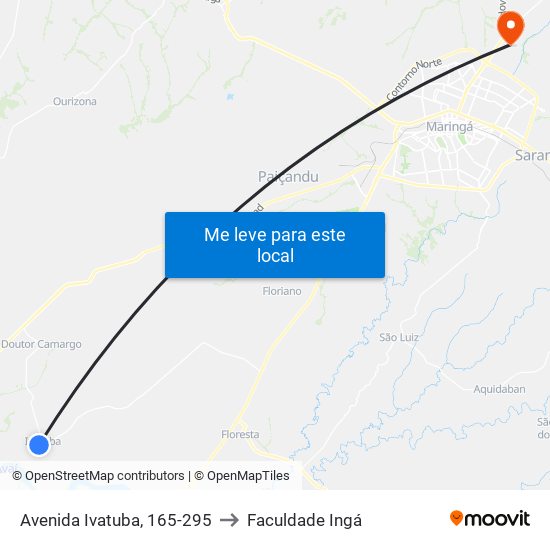 Avenida Ivatuba, 165-295 to Faculdade Ingá map