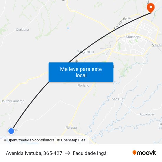 Avenida Ivatuba, 365-427 to Faculdade Ingá map