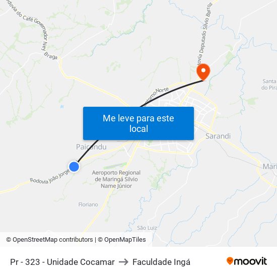 Pr - 323  - Unidade Cocamar to Faculdade Ingá map