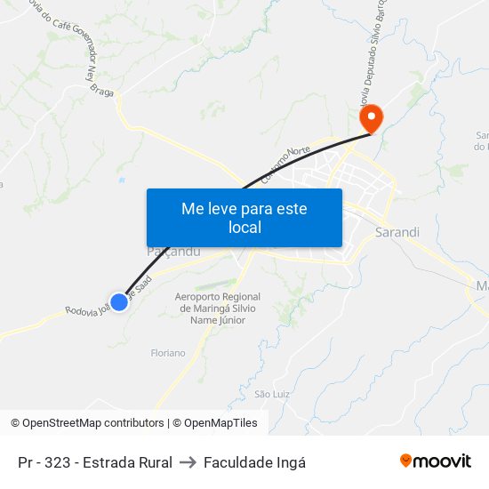 Pr - 323  -  Estrada Rural to Faculdade Ingá map