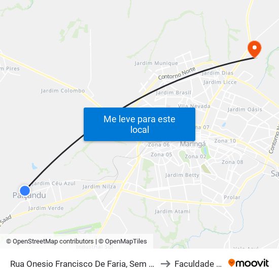 Rua Onesio Francisco De Faria, Sem /Numero to Faculdade Ingá map