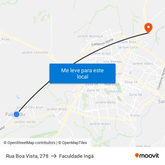 Rua Boa Vista, 278 to Faculdade Ingá map