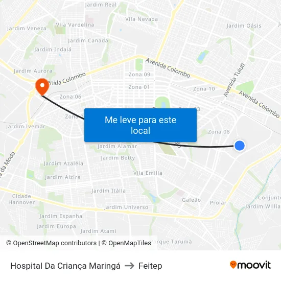 Hospital Da Criança Maringá to Feitep map