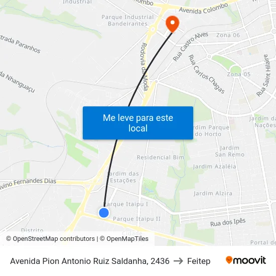 Avenida Pion Antonio Ruiz Saldanha, 2436 to Feitep map